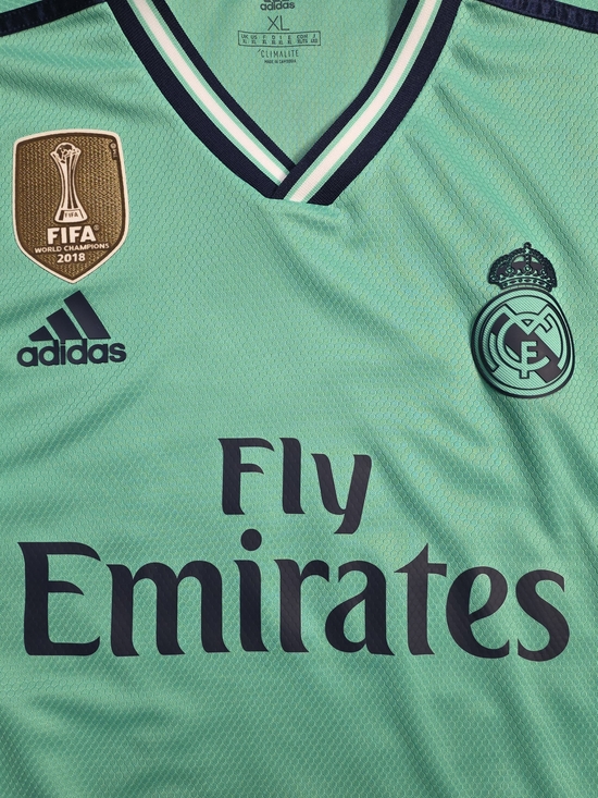 Adidas Real Madrid CF Sergio Ramos #4 2019/2020 Third Green Jersey UCL Patches - Picture 5 of 12